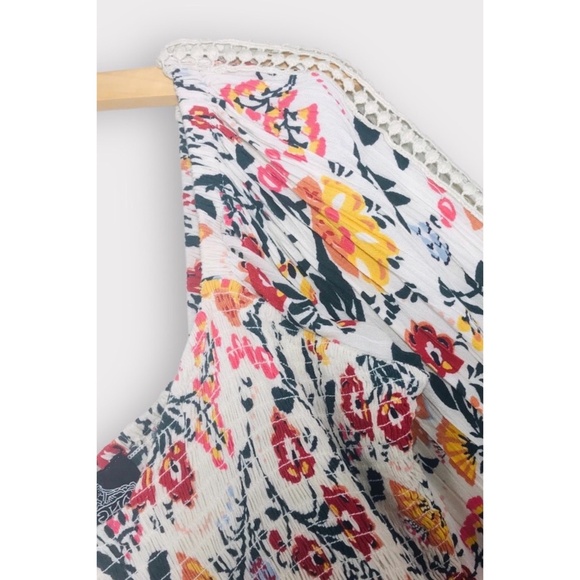 ANGIE Ivory Floral Smocked Long Sleeve Tiered Maxi Dress - Picture 10 of 11